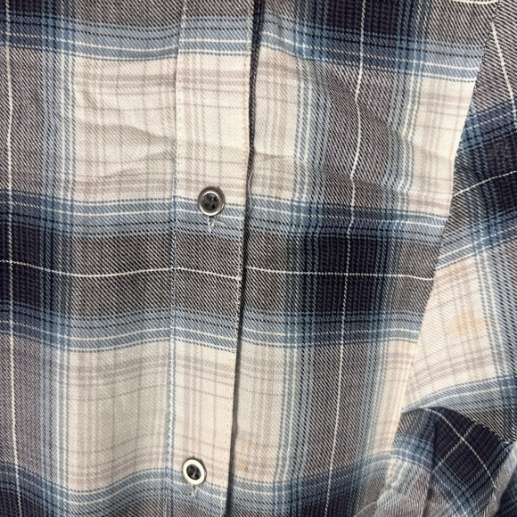 Tantrums Blue Plaid Embriodered Floral 1/4 Sleeve Button Up Sleeve Top Size S - Picture 5 of 8